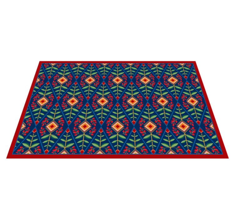 Geometric vinyl rug with botanical geometric design - TenStickers