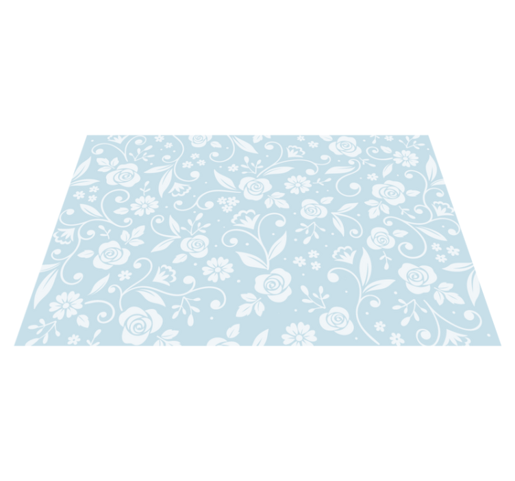 FLORAL PATTERN BLUES vinyl rug flowers - TenStickers