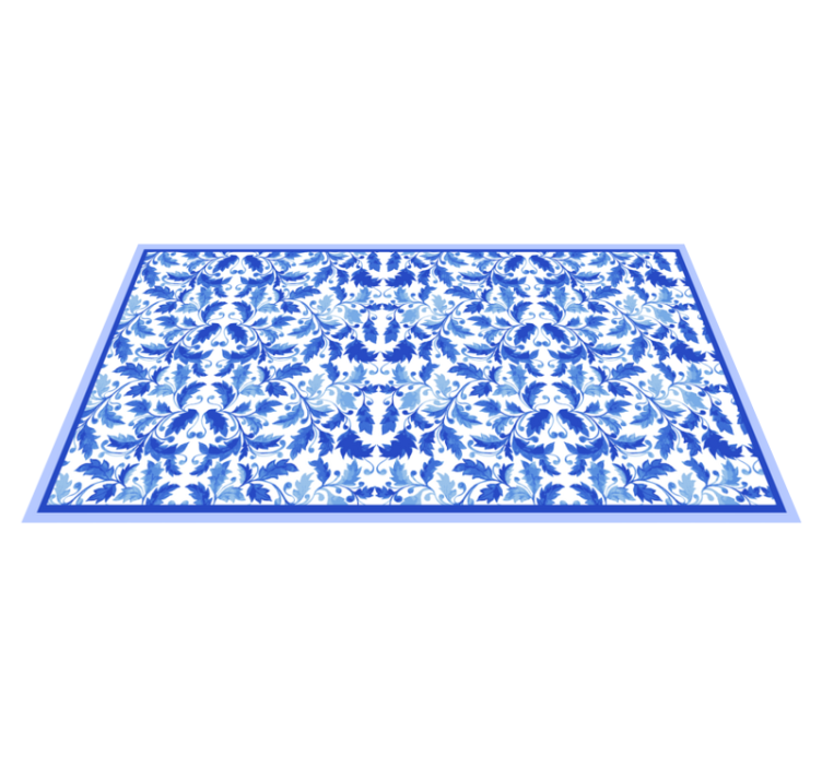 Blue Floral Patterns texture vinyl rug - TenStickers