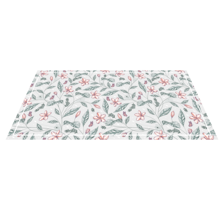 Floral Greenery Pattern vinyl rug flowers - TenStickers