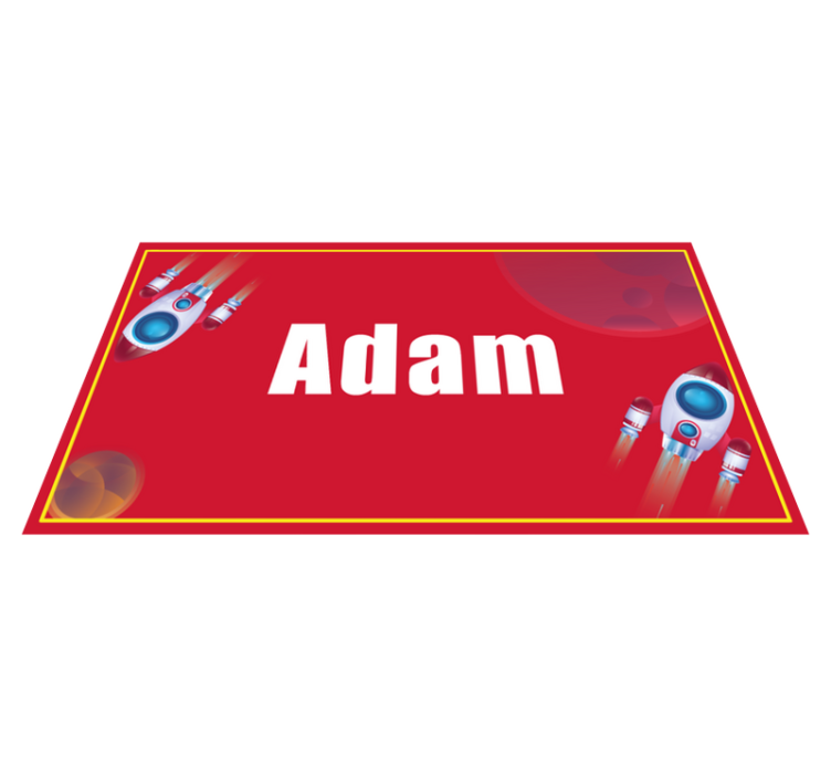 Rocket with custom name vinyl rug - TenStickers