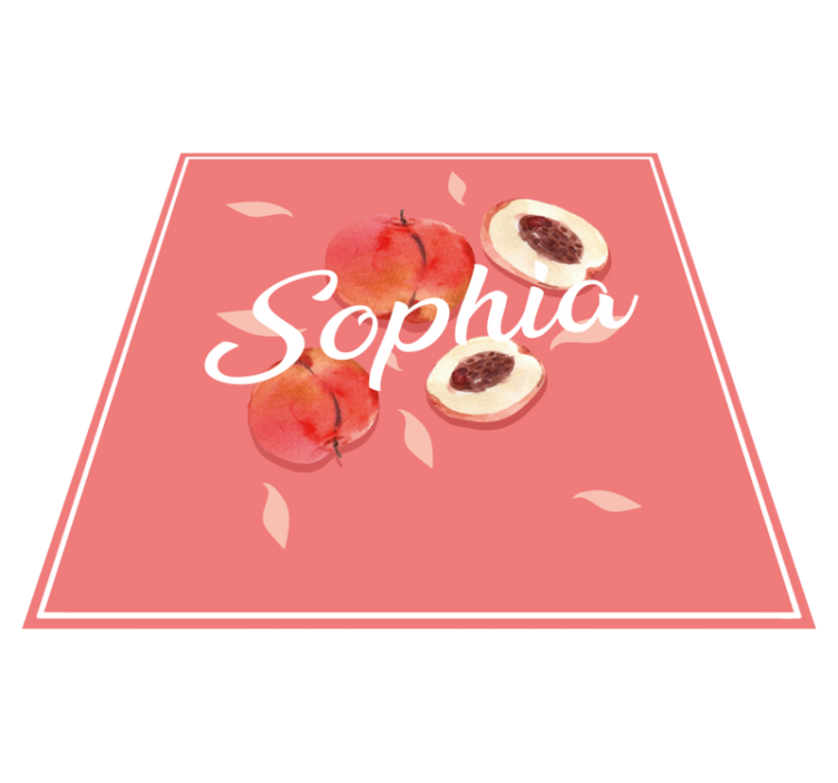 Pink peaches with name teenage bedroom vinyl rug - TenStickers