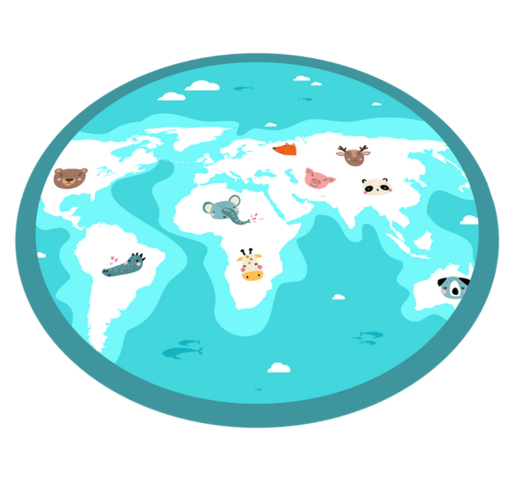 World animal map vinyl rug - TenStickers