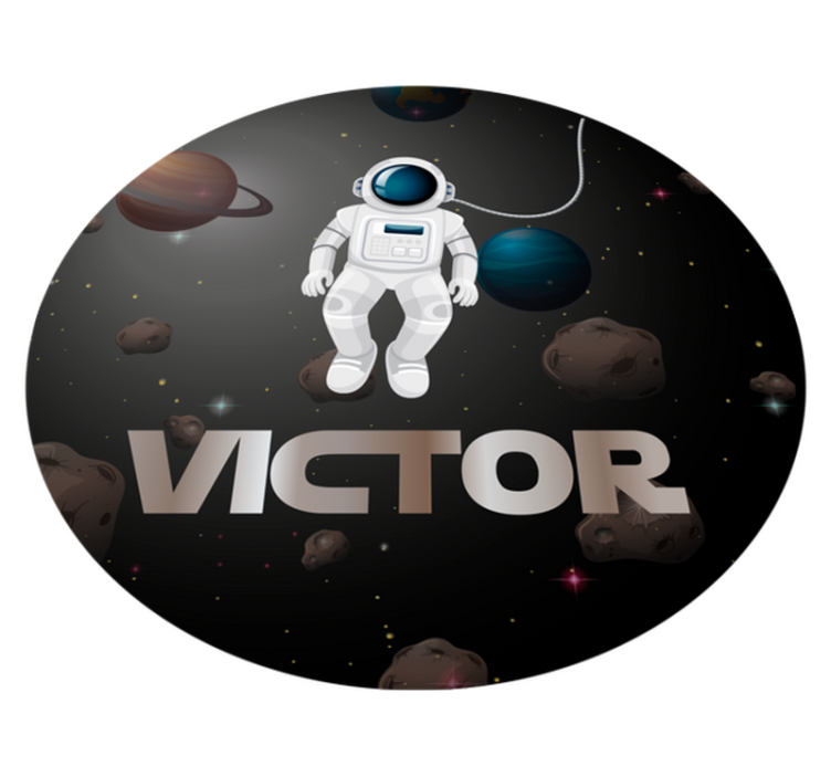 Universe astronaut with name vinyl rug - TenStickers