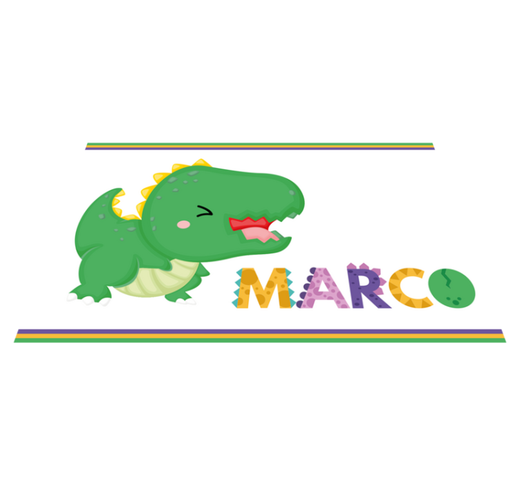 Green dinosaur with name  personalised mat - TenStickers