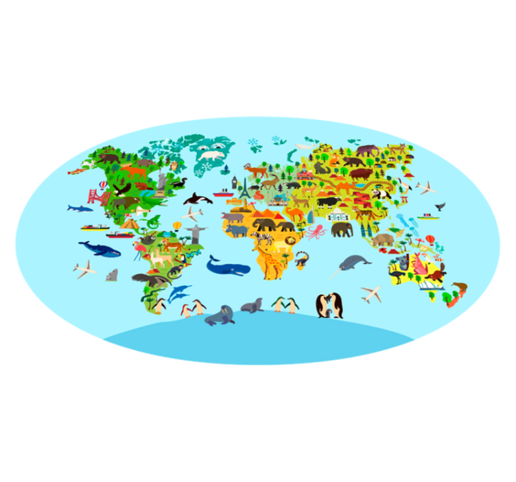 Creature World map vinyl rug - TenStickers