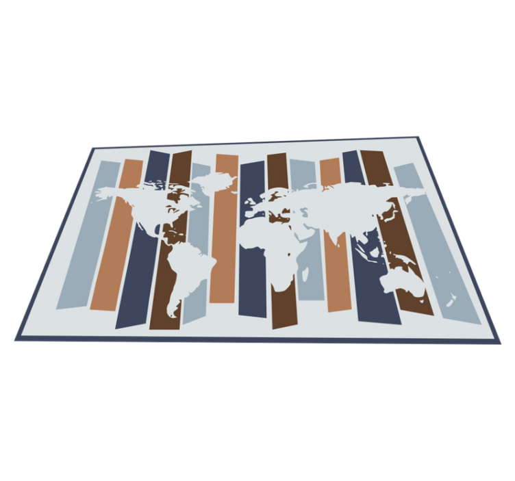 Abstract stripes motif world map vinyl rug - TenStickers