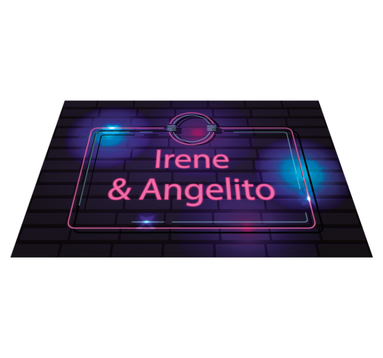 Neon couple names teenage bedroom vinyl rug - TenStickers