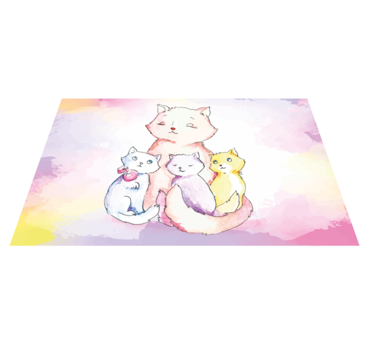Cute Cat Family nursery vinyl rug - TenStickers