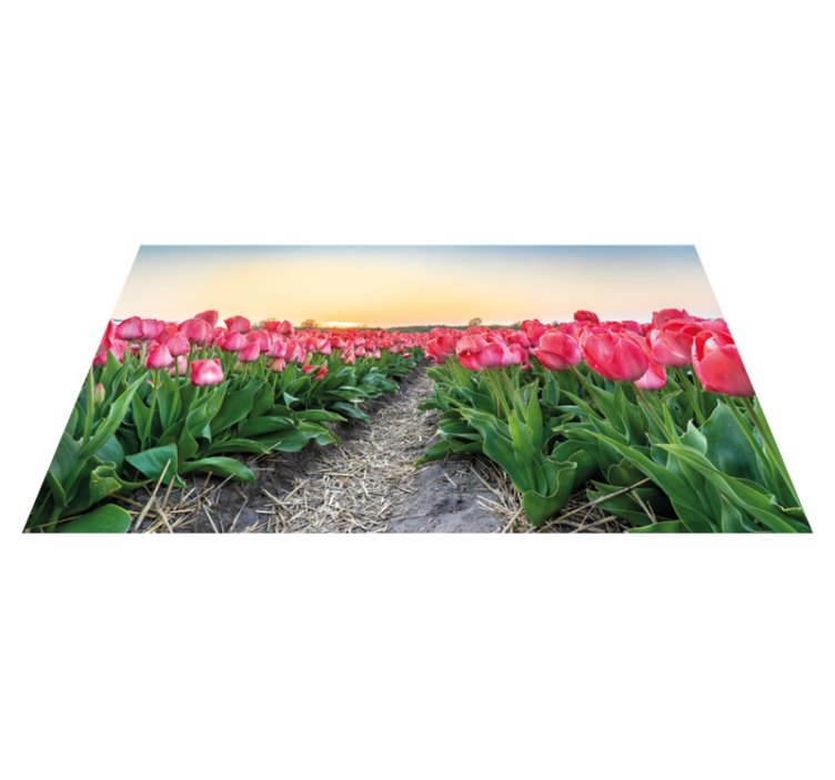 Tulip Field Perspective vinyl rug flowers - TenStickers