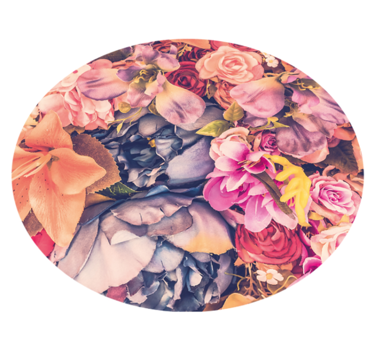 Floral Round Arrangement vinyl rug flowers - TenStickers