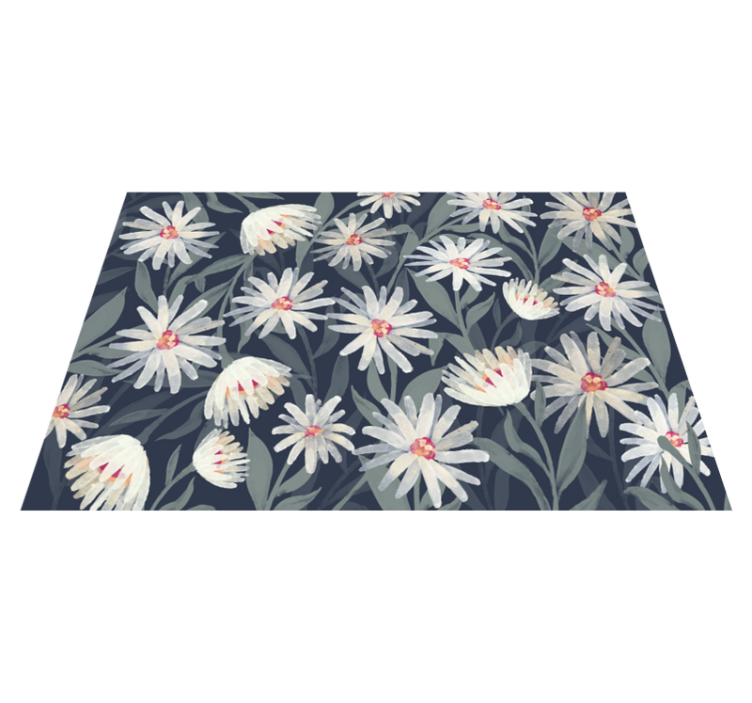 Floral White Daisies vinyl rug flowers - TenStickers