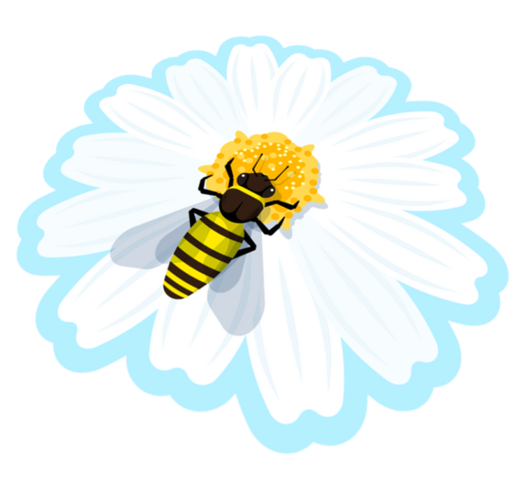 Bee On Daisy vinyl rug flowers - TenStickers