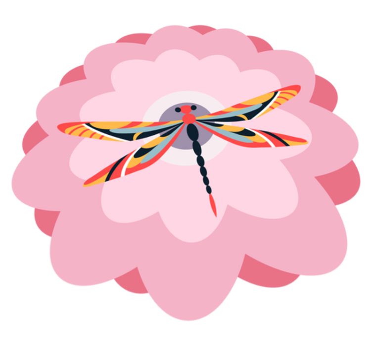 Colorful Dragonfly Centerpiece vinyl rug flowers - TenStickers