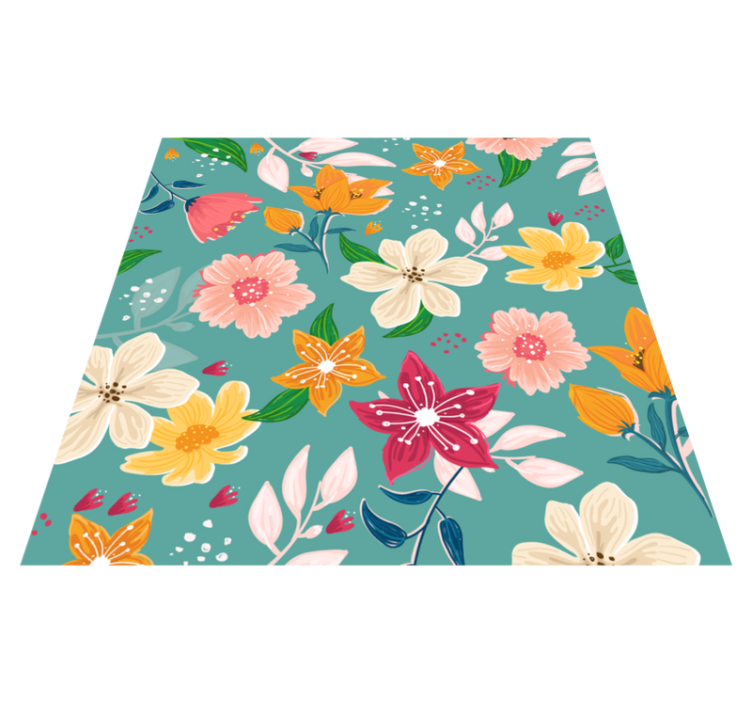 Colourful flowers together floral rug - TenStickers
