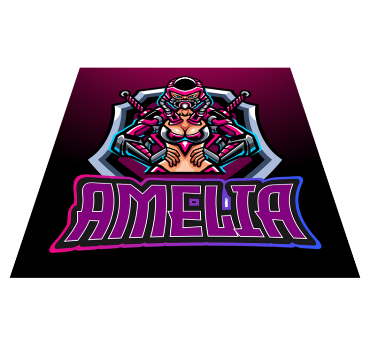 Gaming heroine with name teenage bedroom vinyl rug - TenStickers