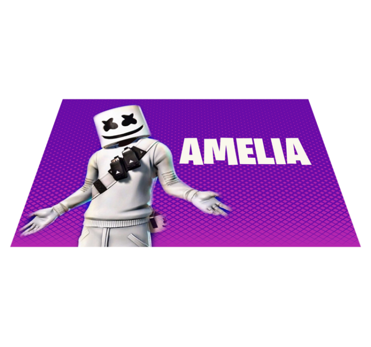 DJ figure with name teenage bedroom vinyl rug - TenStickers