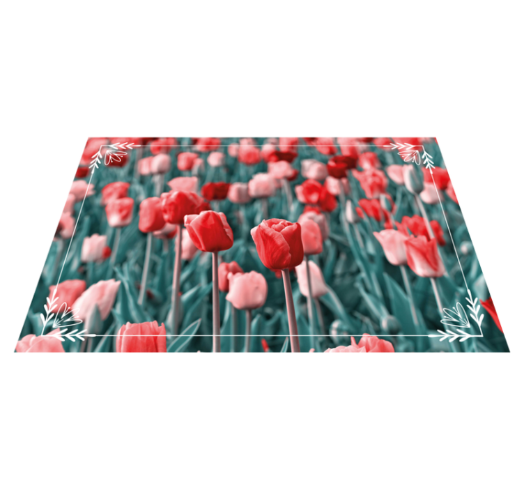 Tulip Field Scene vinyl rug flowers - TenStickers