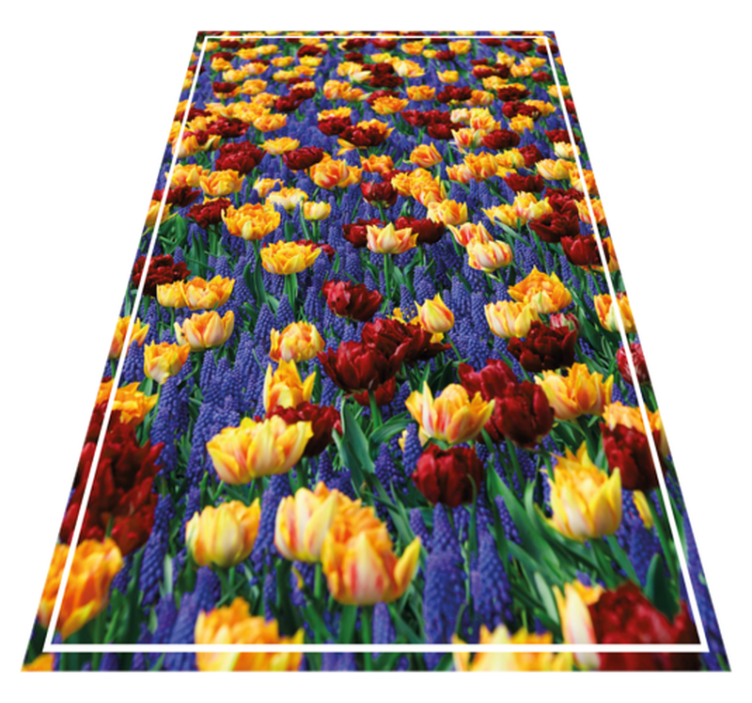 Tulip garden design vinyl rug flowers - TenStickers