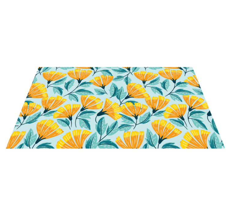 Lively Botanical Motif vinyl rug flowers - TenStickers