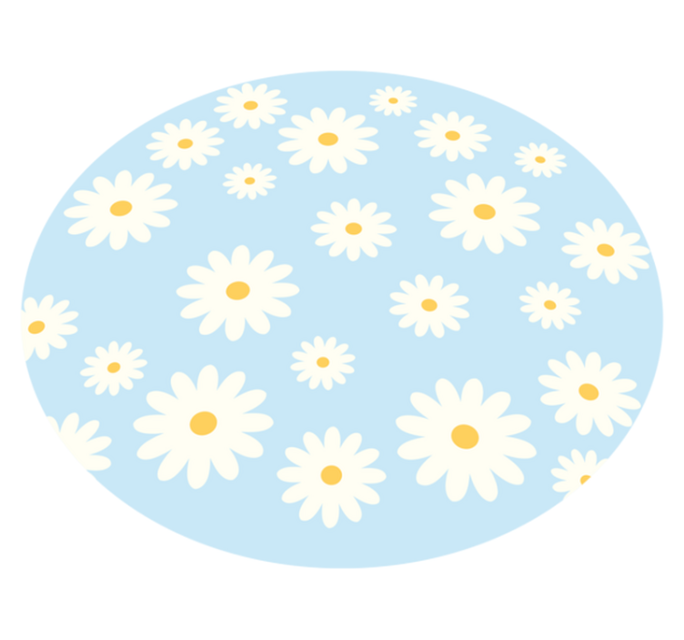Daisy floral emblem living room vinyl rug - TenStickers