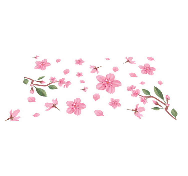 Pink Blossom Motif vinyl rug flowers - TenStickers