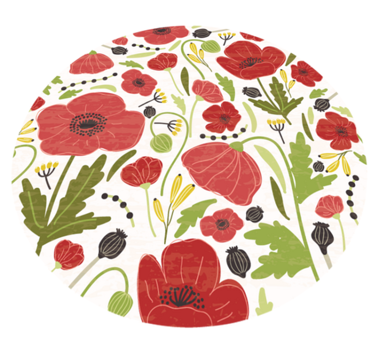 Red Poppy Blossoms vinyl rug flowers - TenStickers
