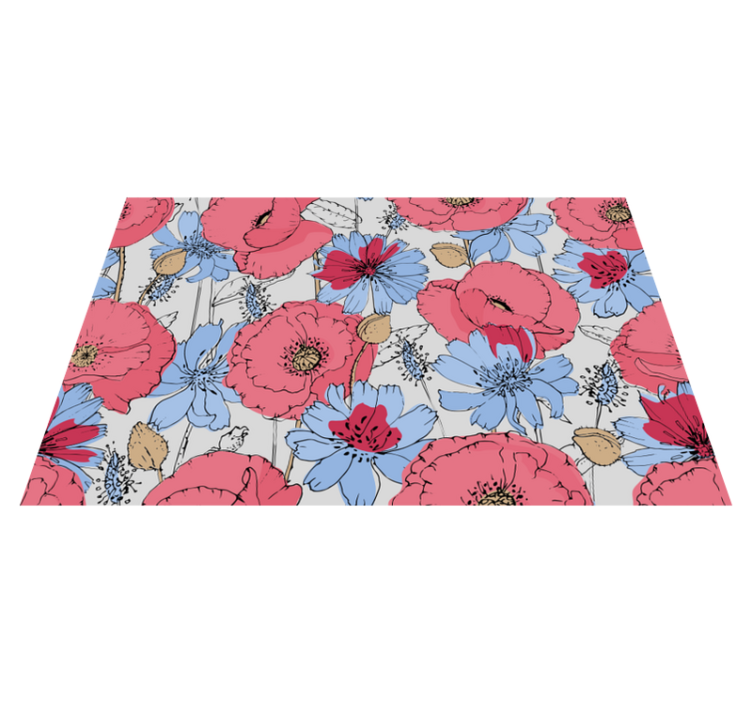 Lively botanical print vinyl rug flowers - TenStickers