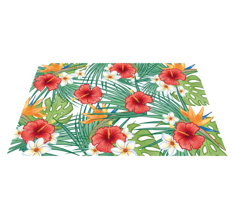Tropical Floral Theme vinyl rug flowers - TenStickers