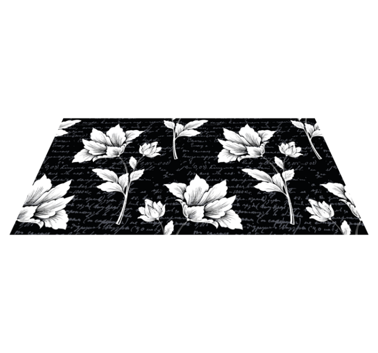 Graceful Botanical Element vinyl rug flowers - TenStickers