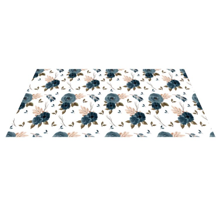 Blue elegant roses vinyl rug flowers - TenStickers