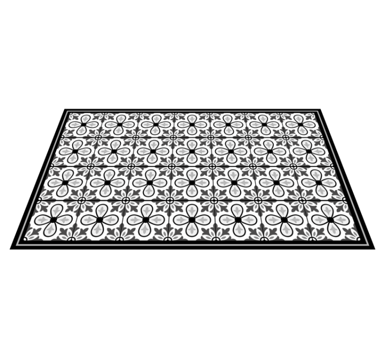 Black and white tiles kitchen floor tiles - TenStickers