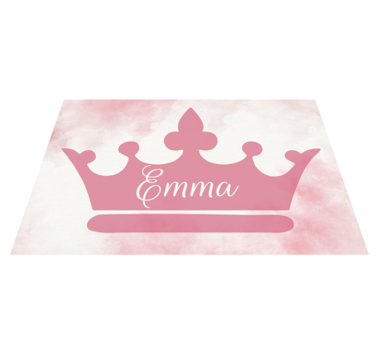 Pink crown with name personalised mat - TenStickers