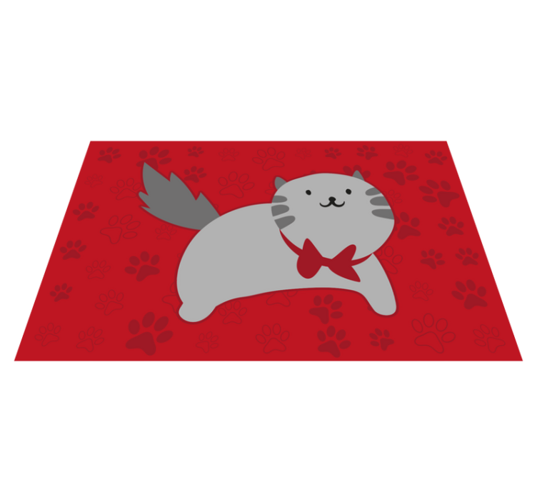 Cheerful Cat Illustration animal vinyl rug - TenStickers
