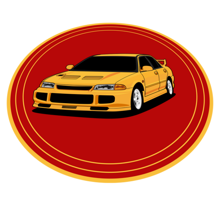 YELLOW SPORTS CAR teenage bedroom vinyl rug - TenStickers