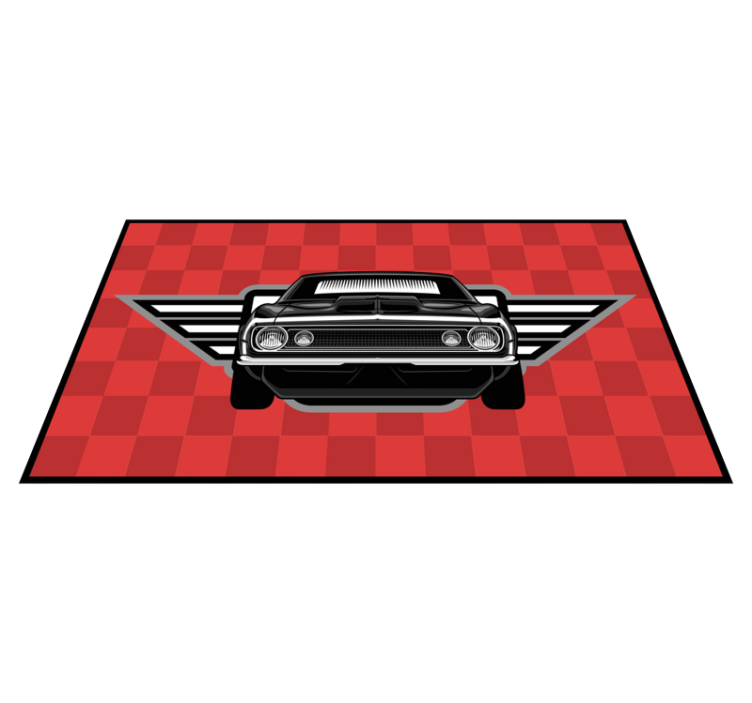 Checkered Muscle Car vinyl rug - TenStickers