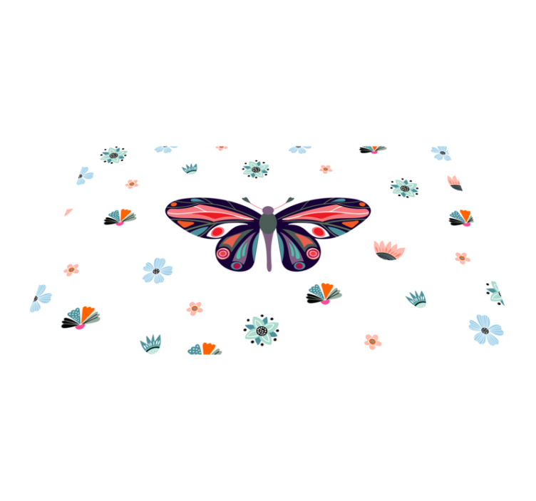 Vibrant butterfly illustration animal vinyl rug - TenStickers