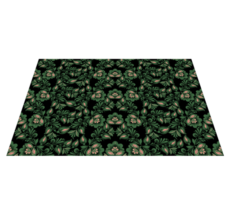 Botanical Greenery Motif vinyl rug flowers - TenStickers