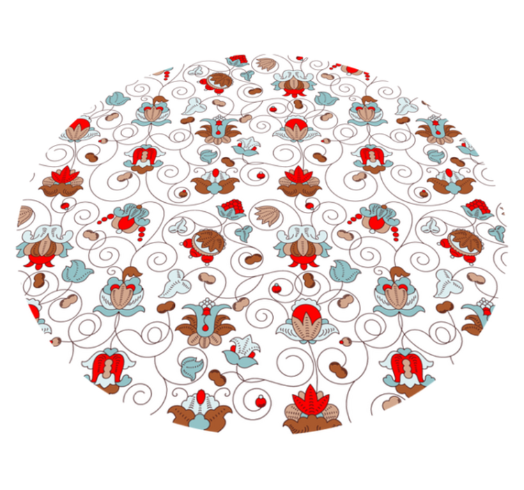 Circular Botanical Spiral Accent vinyl rug flowers - TenStickers