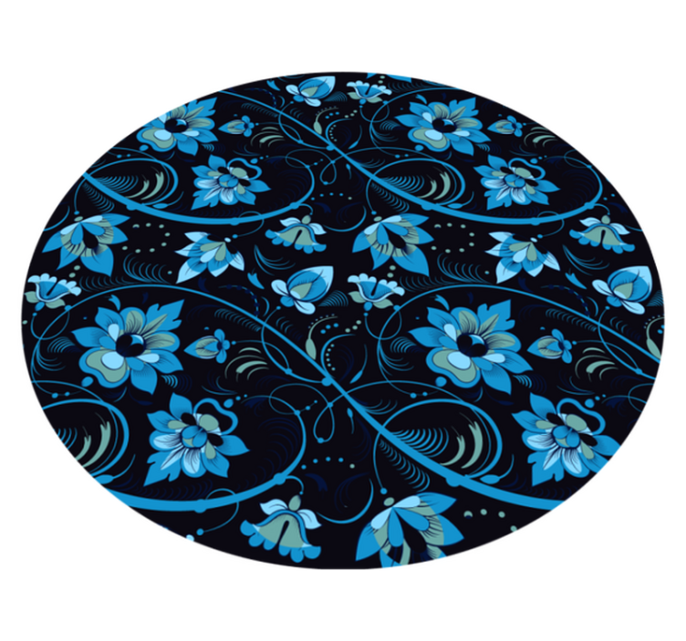 Flowery Blue Pattern vinyl rug flowers - TenStickers