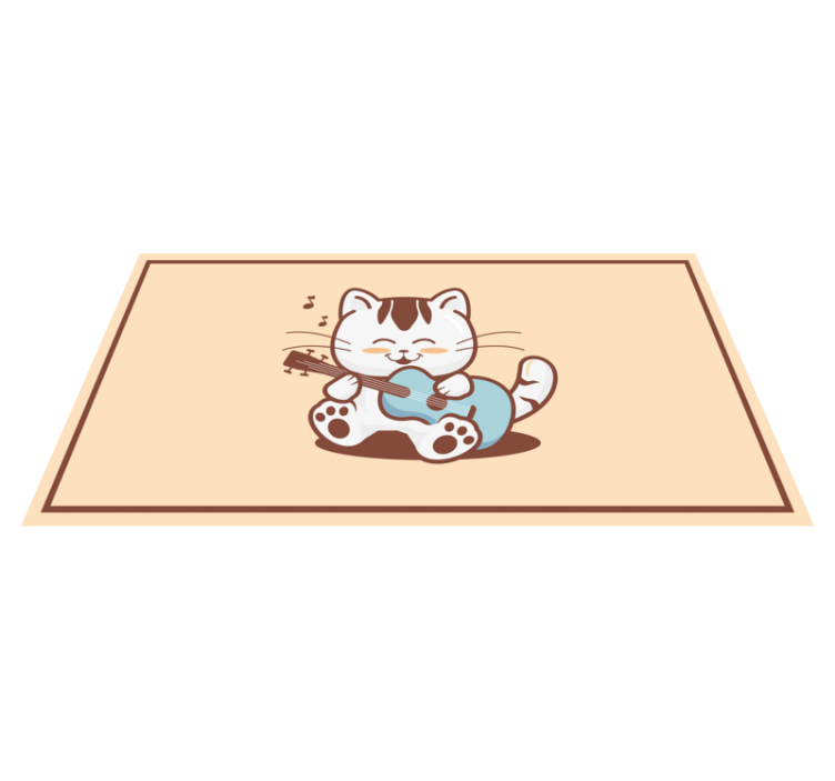 Happy cat musician animal vinyl rug - TenStickers
