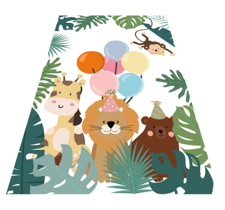 Safari Animal Celebration kids vinyl rug - TenStickers
