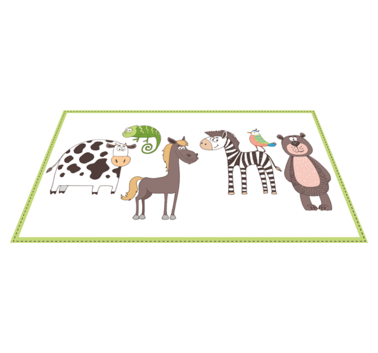 Cute animals drawing animal rug - TenStickers