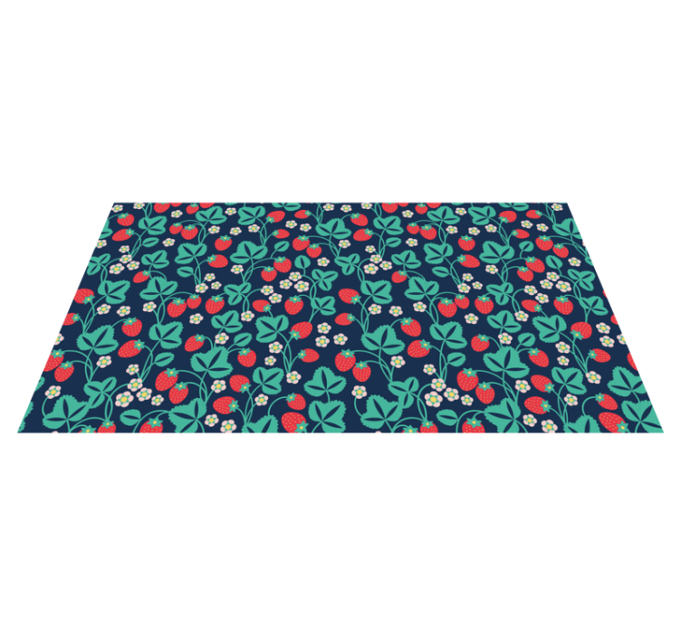 Strawberry Floral Inspiration vinyl rug flowers - TenStickers