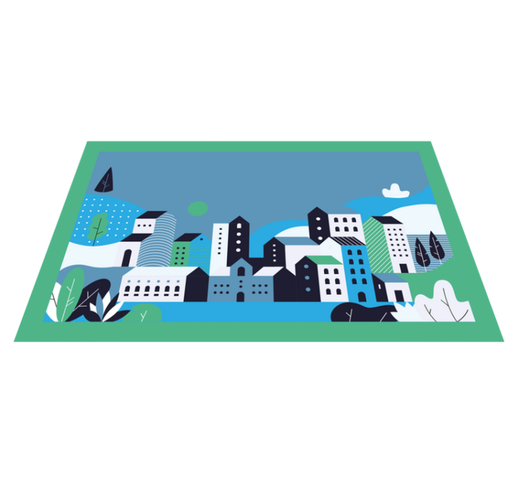 Blue urban landscape vinyl rug - TenStickers