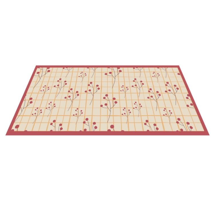 Squarred grid pattern vinyl rug flowers - TenStickers