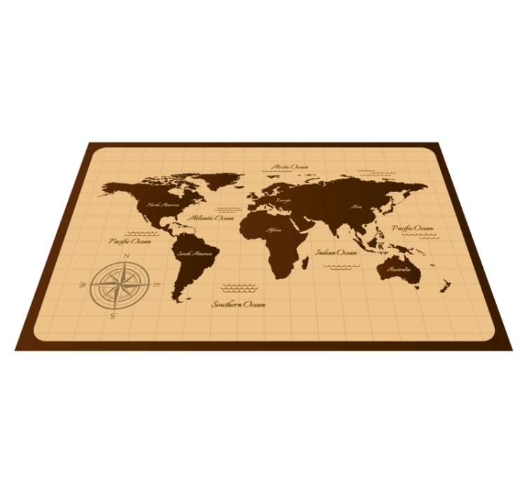 Brown vintage design world map vinyl rug - TenStickers