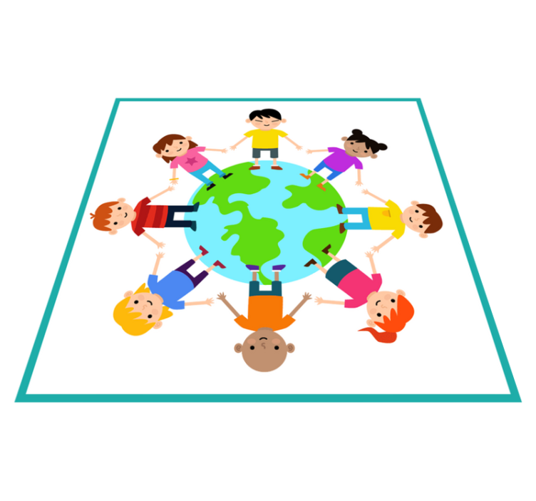 World holding hands vinyl rug - TenStickers