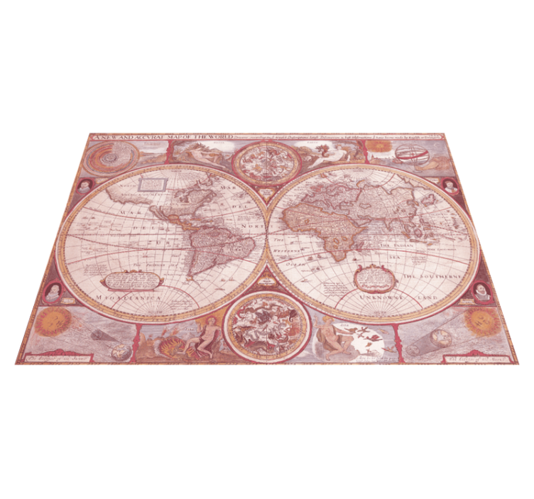 Vintage Globe Chart world map vinyl rug - TenStickers