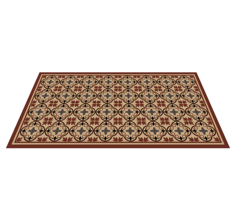 Geometric floral elements mosaic vinyl rug - TenStickers